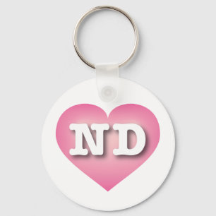 North Dakota Pink Fade Heart - Big Love Keychain