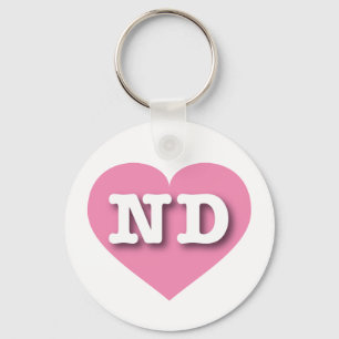 North Dakota Pink Heart - I love ND Keychain