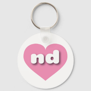 North Dakota pink heart - I love nd Keychain