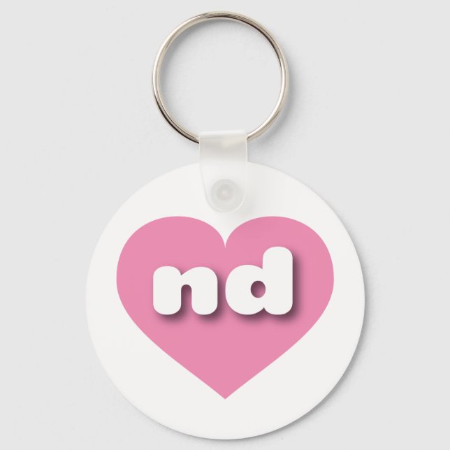 North Dakota pink heart - I love nd Keychain (Front)