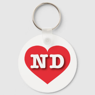 North Dakota Red Heart - I love ND Keychain