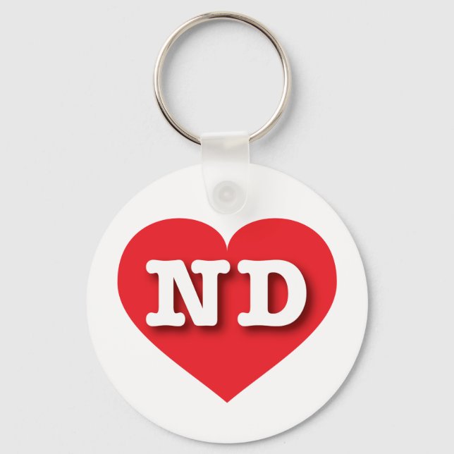 North Dakota Red Heart - I love ND Keychain (Front)