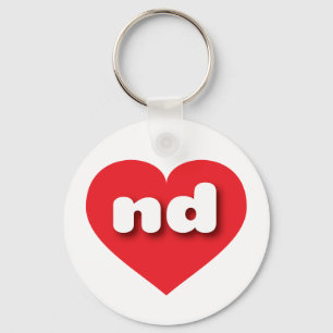 North Dakota Red Heart - I love ND Keychain