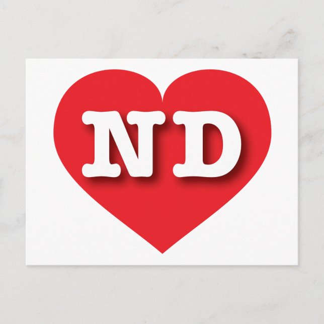 North Dakota Red Heart - I love ND Postcard (Front)