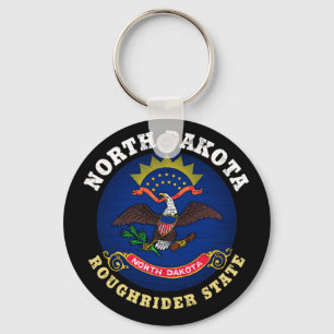 NORTH DAKOTA ROUGHRIDER STATE FLAG KEYCHAIN