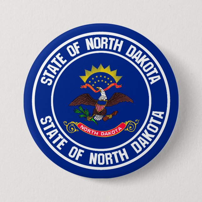 North Dakota Round Emblem 3 Inch Round Button (Front)