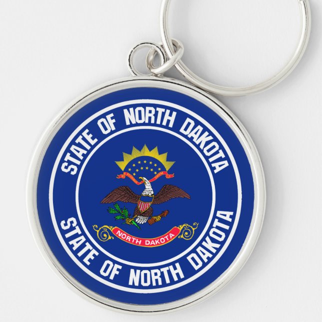 North Dakota Round Emblem Keychain (Front)