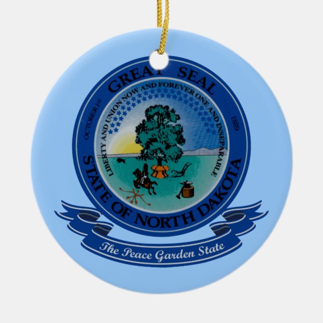 North Dakota Seal Ceramic Ornament (Front)