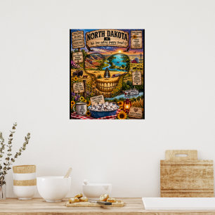North Dakota Skull Art Print State of Mind
