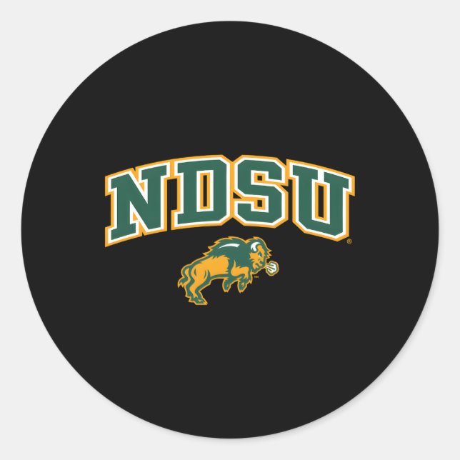North Dakota State Bison Arch Over Black Classic Round Sticker (Front)