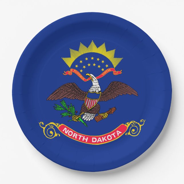North Dakota State Flag Design Decor Paper Plate (Front)