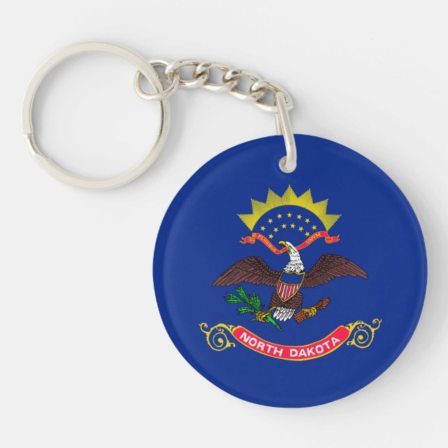 North Dakota State Flag Design Keychain (Front)