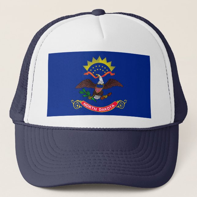 North Dakota State Flag Design Trucker Hat (Front)