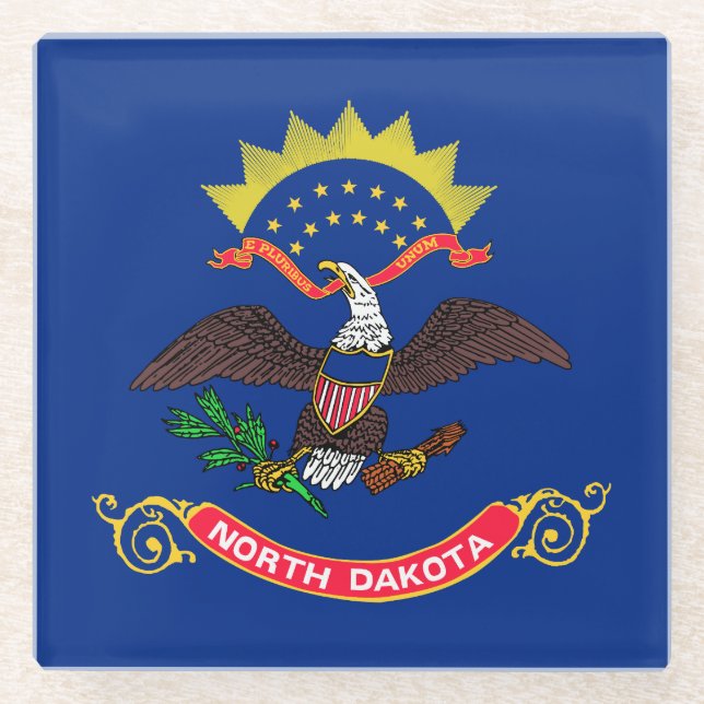 North Dakota State Flag Glass Coaster (Front)