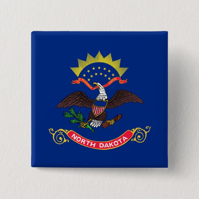 North Dakota State Flag (North Dakotan) 2 Inch Square Button (Front)