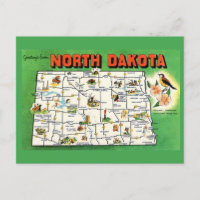 North Dakota State Map Postcard