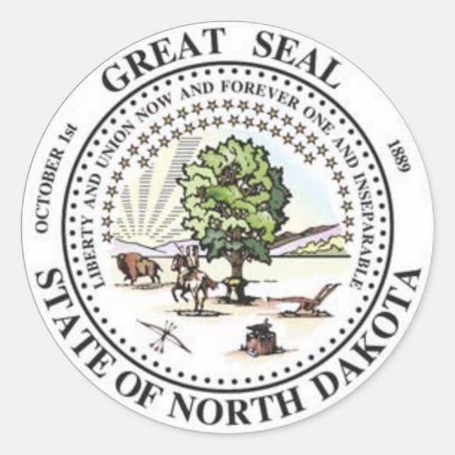 North Dakota State Seal Stickers (Front)