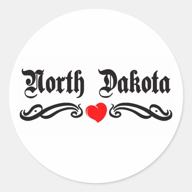 North Dakota Tattoo Classic Round Sticker (Front)