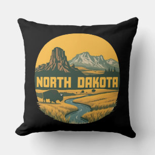 North Dakota United States of America Throw Pillow