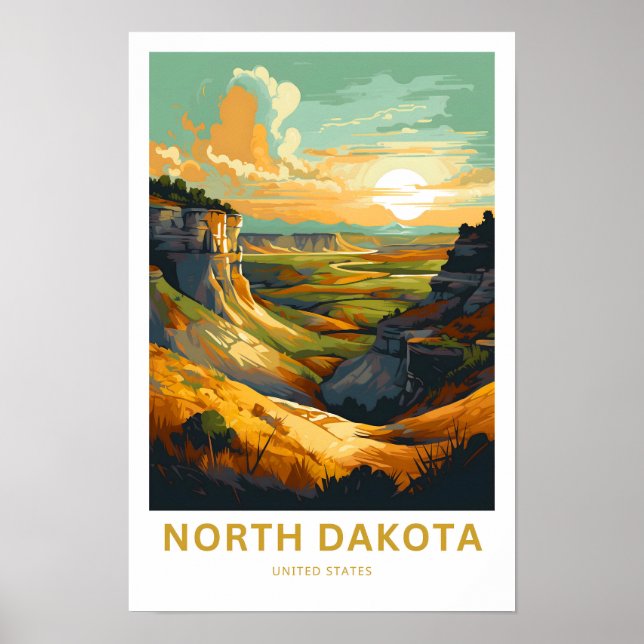 North Dakota United States Travel Print (Front)