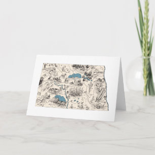 North Dakota Vintage Picture Map Greeting Card