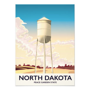 North Dakota Water Tower travel poster