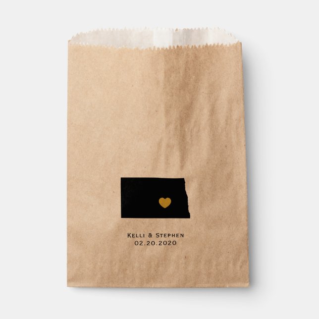 North Dakota Wedding Favour Treat Sacks, Gift Bags (Front)