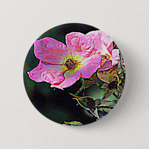 North Dakota Wild Rose 2 Inch Round Button
