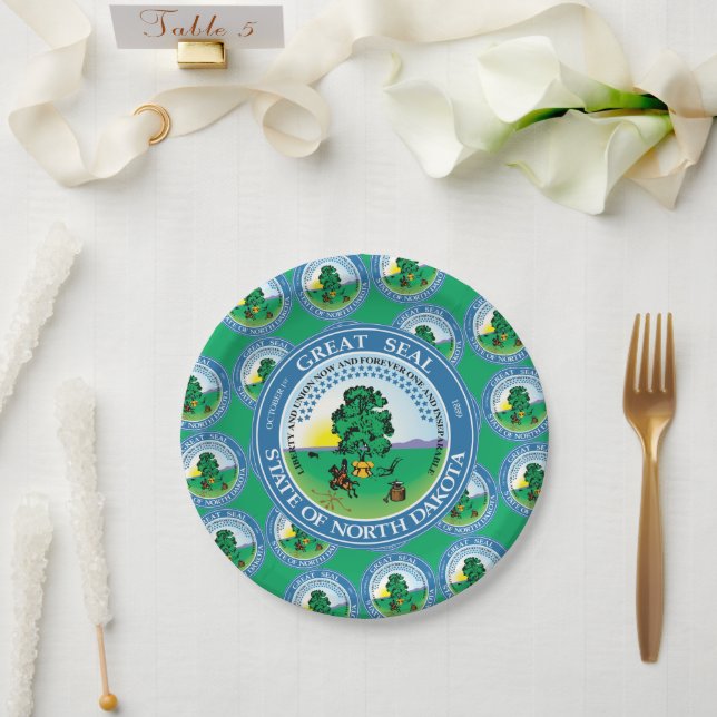 North Dakotan Seal, North Dakota Paper Plate (Wedding)