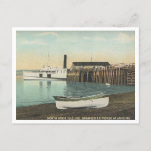 North Deer Isle Maine, Steamer at Dock, 1910  Postcard