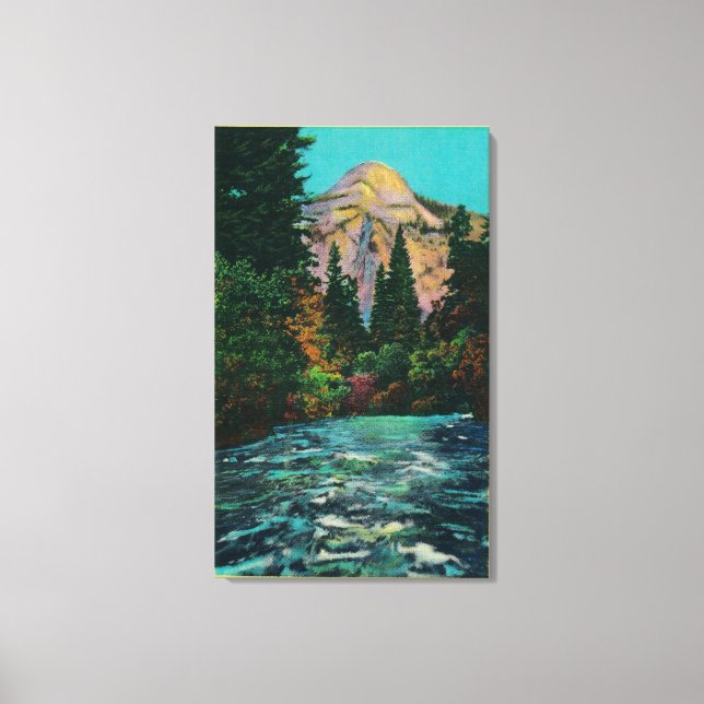 North Dome and Merced River from Happy Isles Canvas Print (Front)
