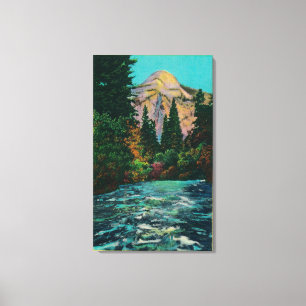 North Dome and Merced River from Happy Isles Canvas Print