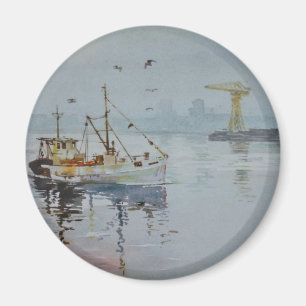 North East England Fishing Boat Magnet