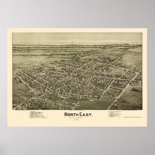 North East, PA Panoramic Map - 1896 Poster
