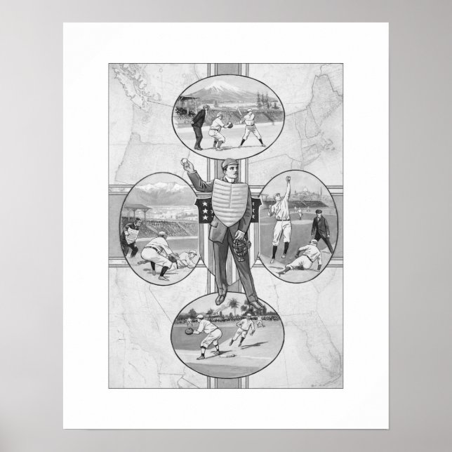 North East South West Baseball, Art Print (Front)