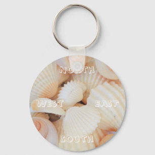 North East South West Compass Sea Shells Exotic Keychain