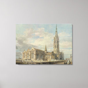 North-east View of Grantham Church, Lincolnshire, Canvas Print