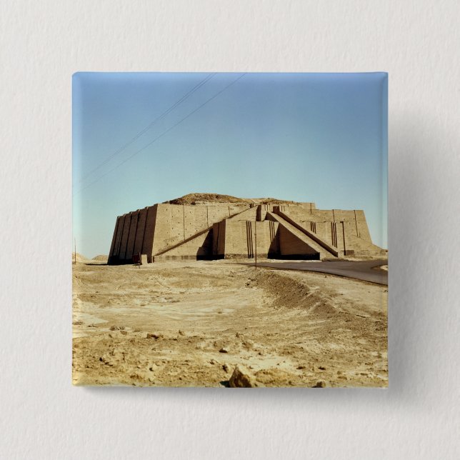 North-eastern facade of the ziggurat, c.2100 BC 2 Inch Square Button (Front)