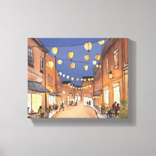 North End Italian District   Boston MA Watercolor Canvas Print