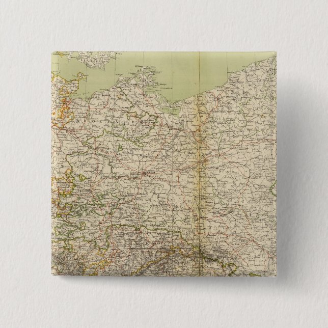 North Germany Atlas Map 2 Inch Square Button (Front)