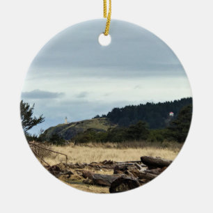North Head Lighthouse, Cape Disappointment, WA Ceramic Ornament