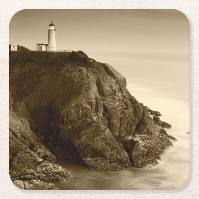 North Head Lighthouse | Fort Canby State Park, WA Square Paper Coaster (Front)