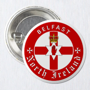 North Ireland Button, Belfast, Irish Ulster Flag 1 Inch Round Button