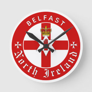 North Ireland Clock, Belfast, Irish Ulster Flag Round Clock