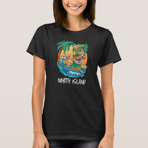 North Island New Zealand Palm Tree Surfing Beach V T-Shirt