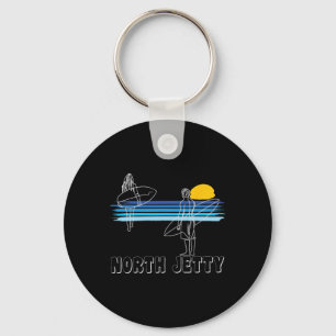 North Jetty Surfing Beach Surf Guy Girl Keychain