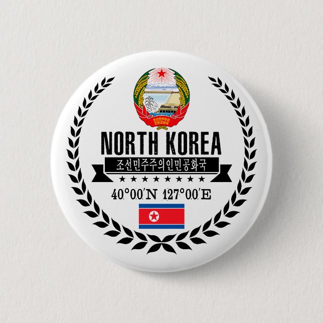 North Korea 2 Inch Round Button (Front)