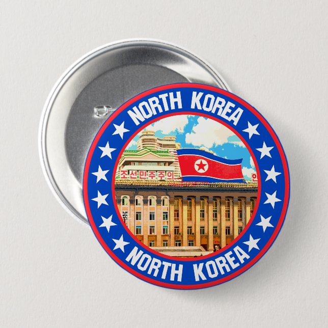 North Korea                                        3 Inch Round Button (Front & Back)