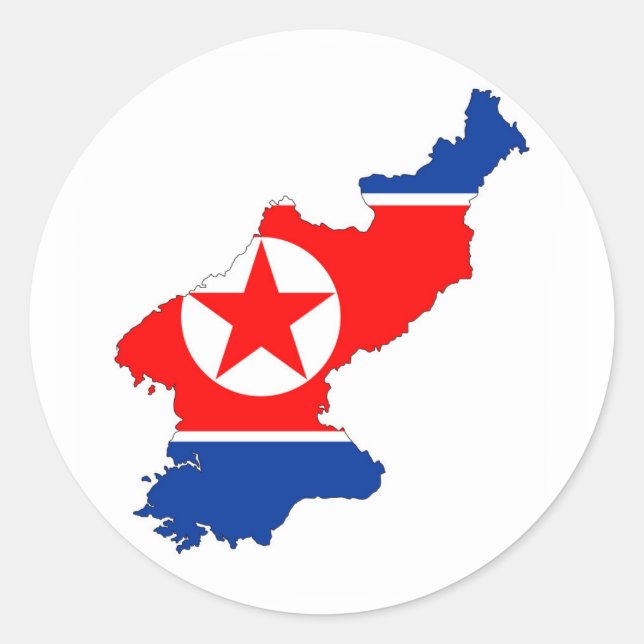 north korea country flag map shape symbol classic round sticker (Front)