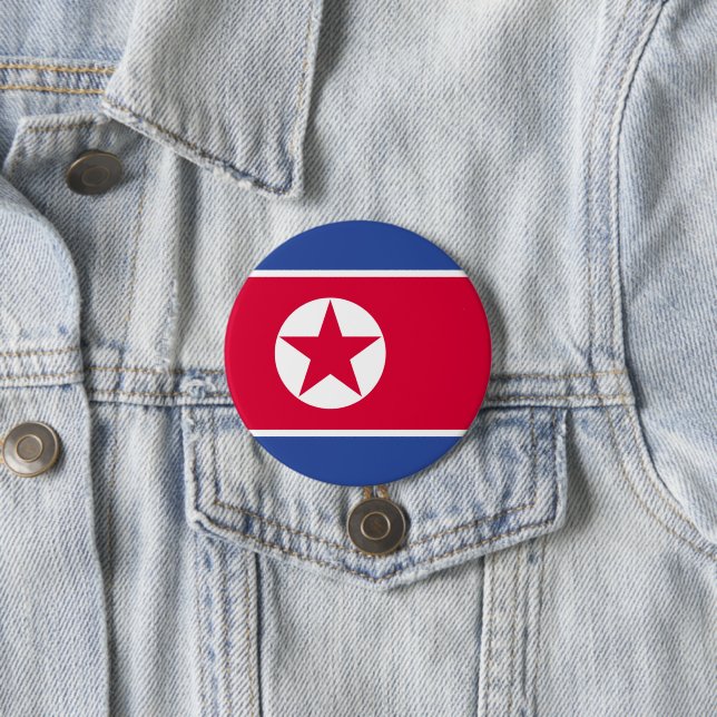 North Korea flag 3 Inch Round Button (In Situ)